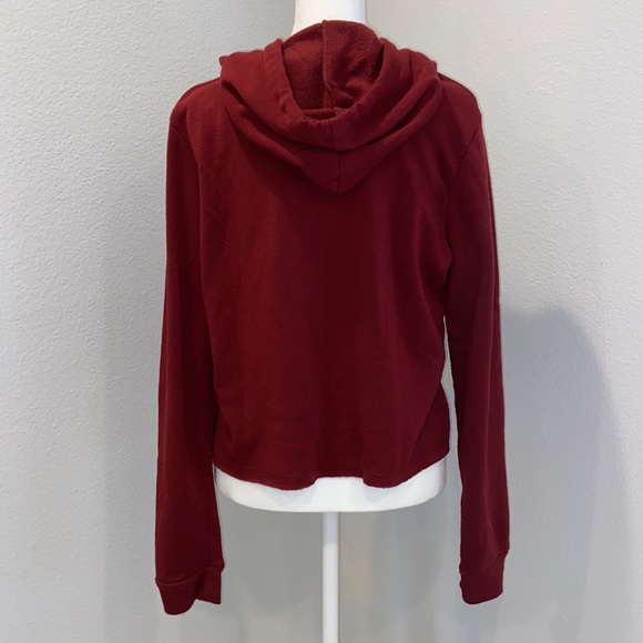 Harry Potter Hogwarts Crest Draco Maroon Cropped Hoodie M-L - Picture 3 of 11